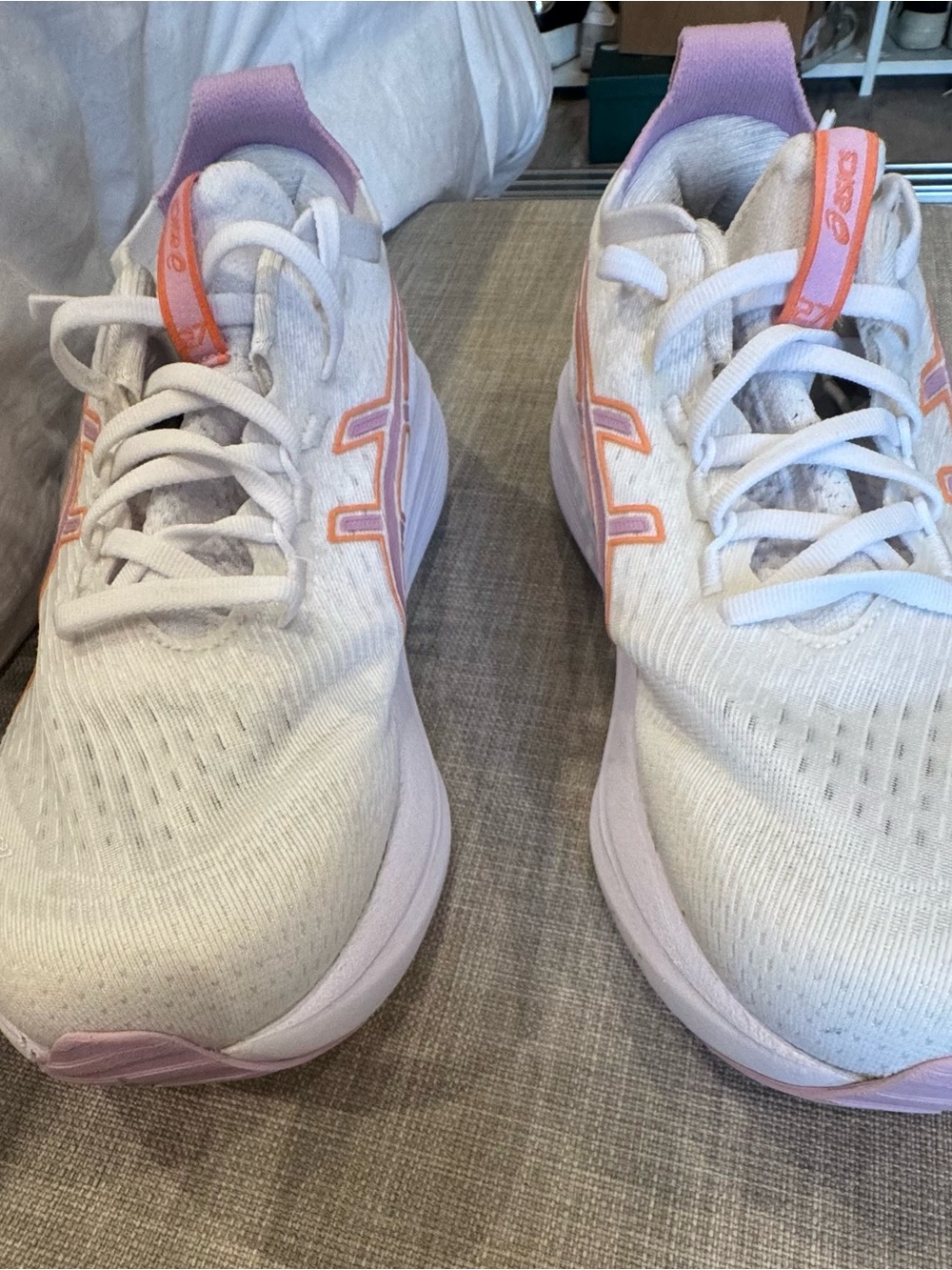 ASICS Women's White Running Shoes with Peach & Light Purple Accents - Picture 2 of 6